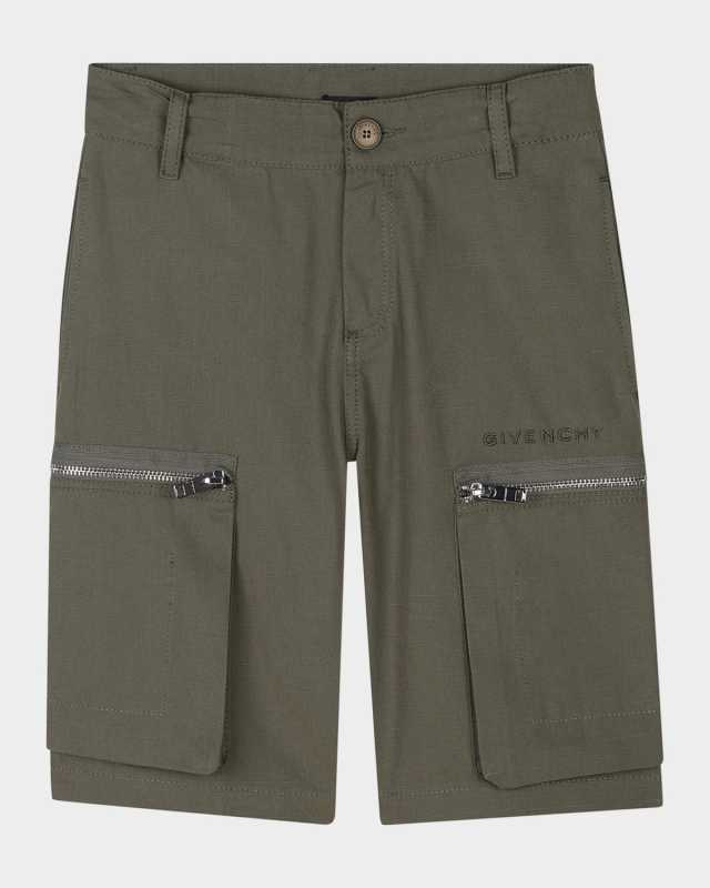 Boy's Logo Embroidered Bermuda Shorts, Size 8-14